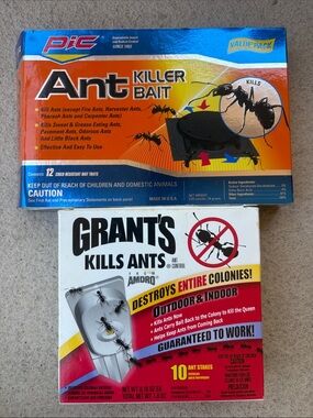 Lot Pic Ant Killer Bait Traps + Grants Indoor & Outdoor Ant Stakes